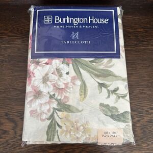 VTG Burlington House Tablecloth Azalea Floral Oblong 60x104 Inch New USA Home